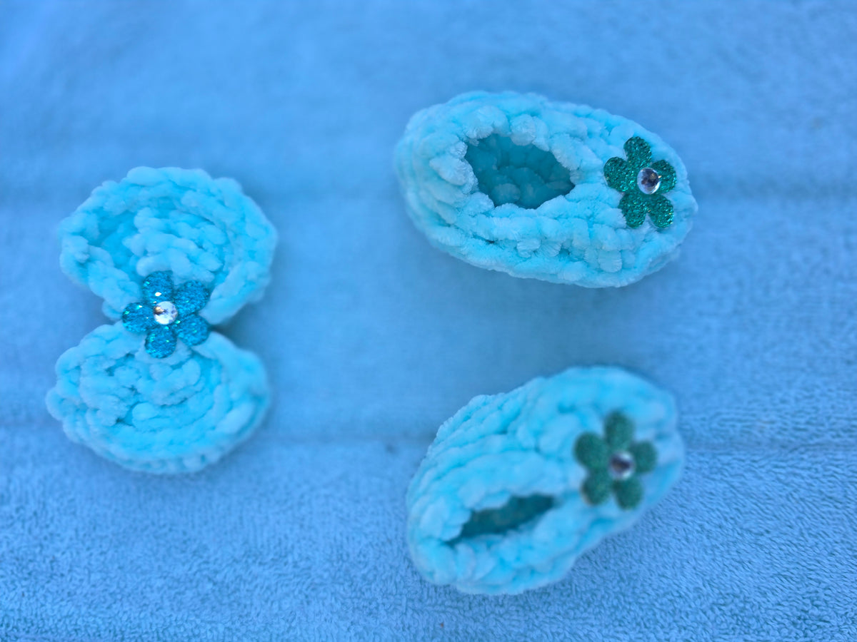 Turquoise Velvet Bootie and Bow