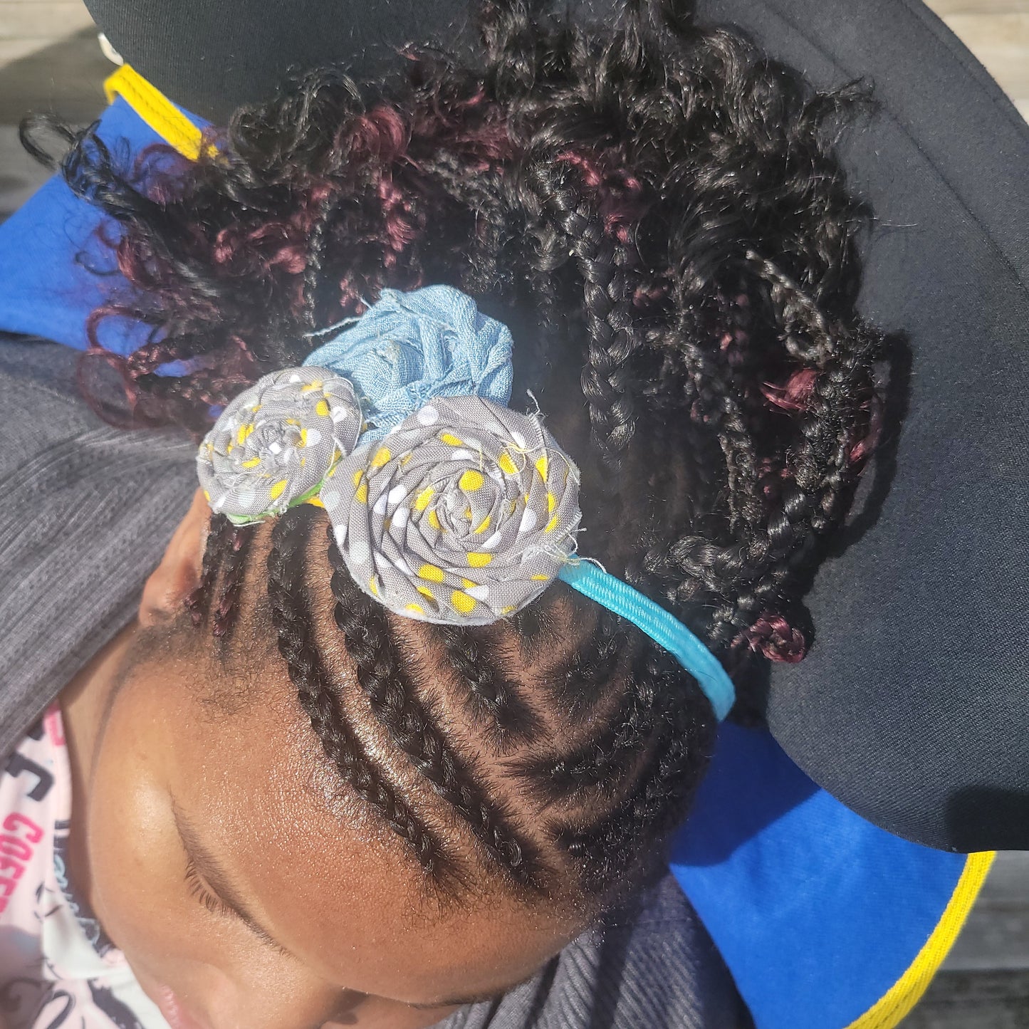 Denim and Fabric Bow with Headband