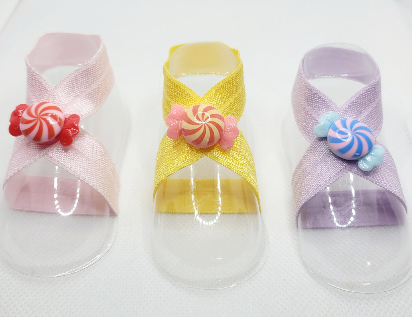 Peppermint Cotton Candy Pink Barefoot Sandals for the Holidays Baby 0-4 months old