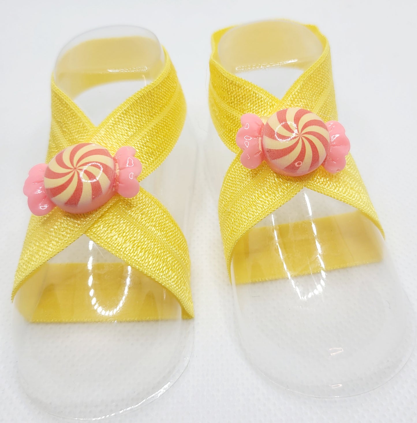 Yellow Holiday Candy Barefoot Sandals for Baby 0-4 months old