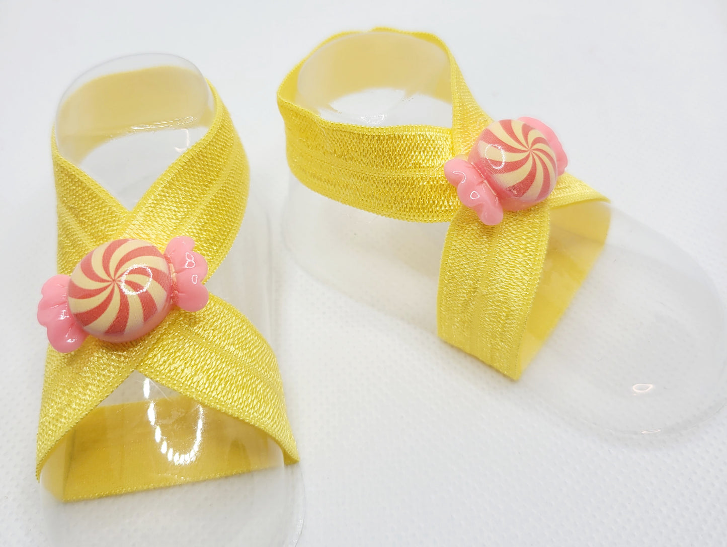 Yellow Holiday Candy Barefoot Sandals for Baby 0-4 months old
