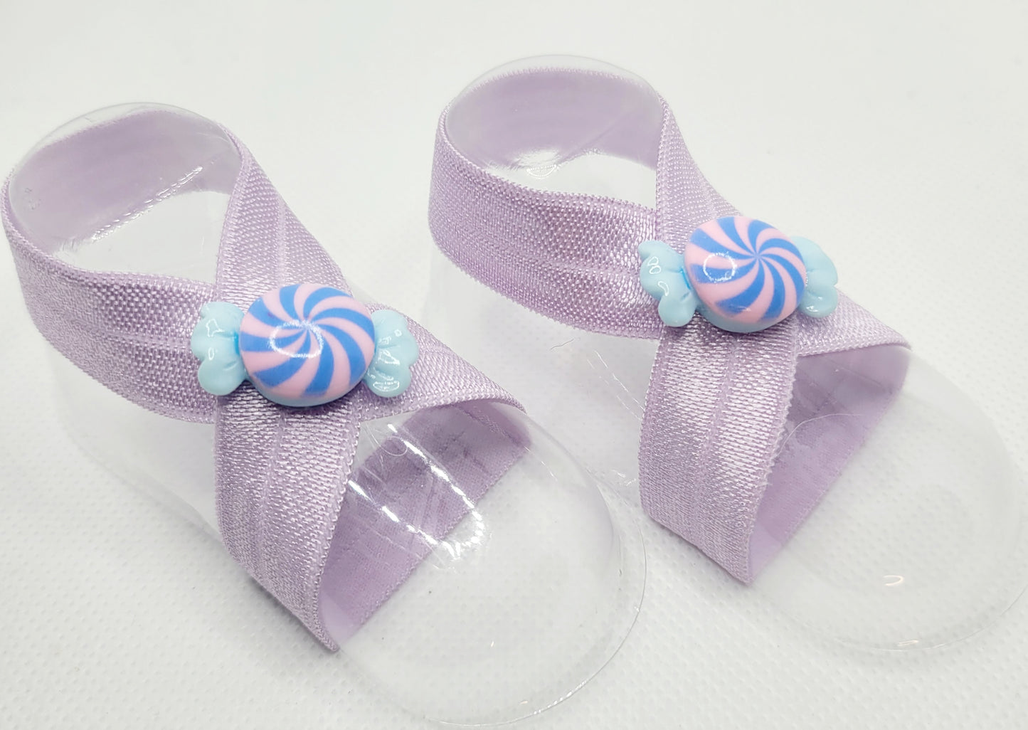 Lavender Holiday Candy Treat Barefoot Sandals for Baby 0-4months old