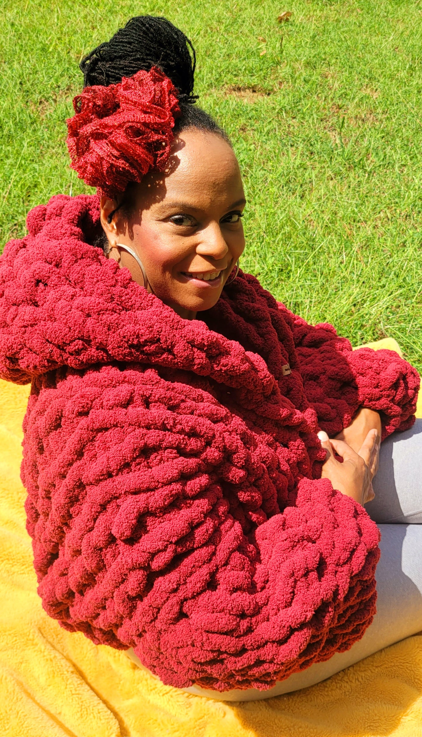 Burgundy Hooded Cropped Sweater