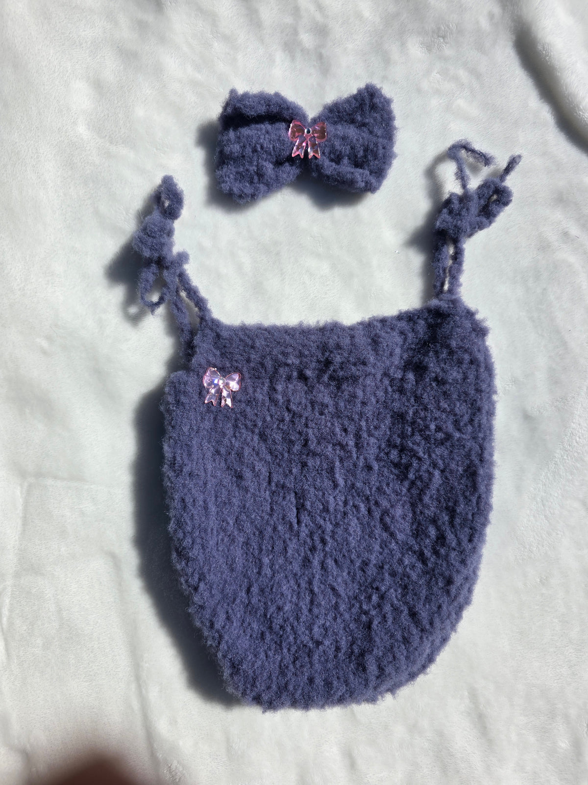 Blue and Pink Soft and Squishy Romper and Bow Set