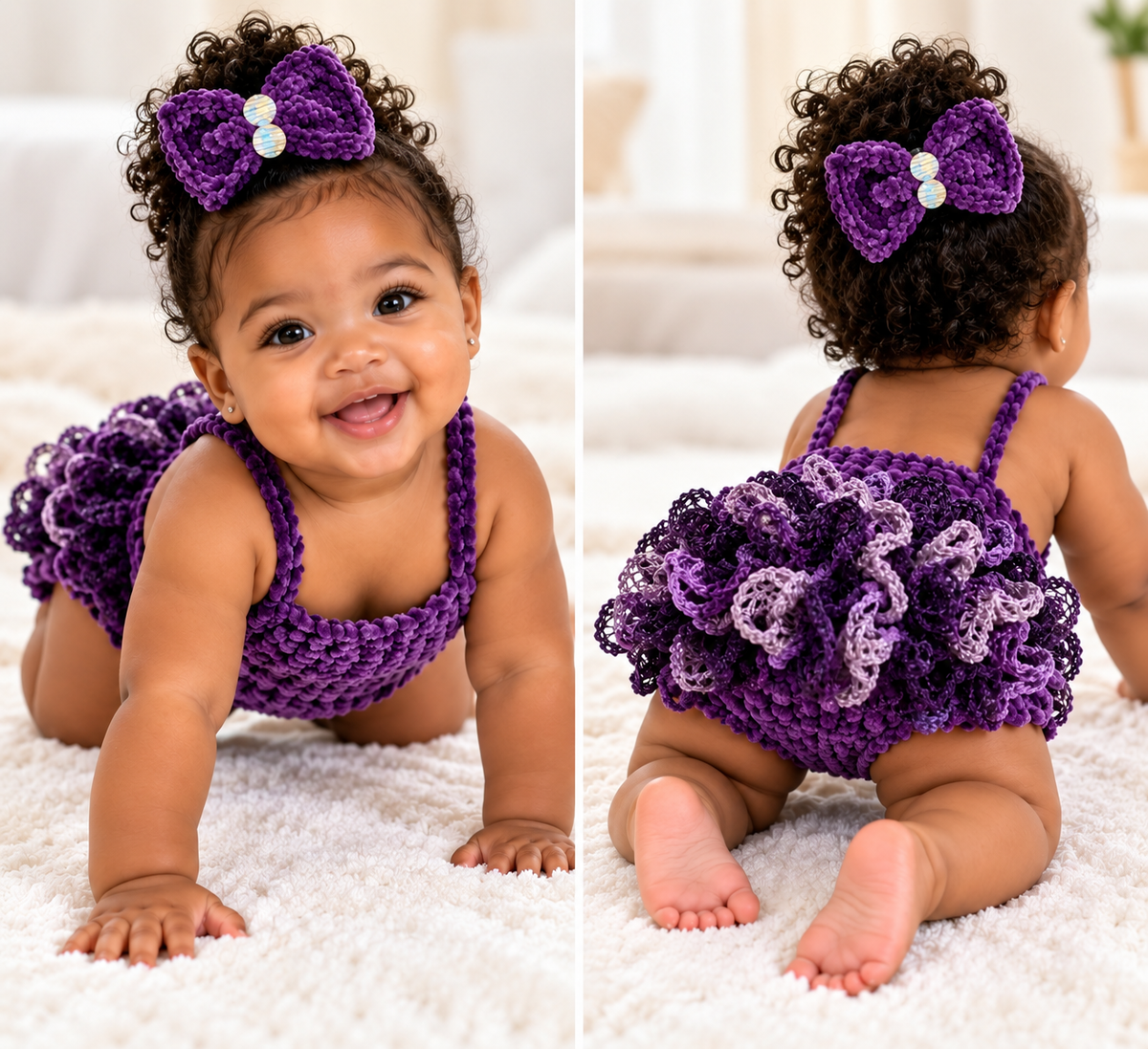 Velvet and Lace Purple Baby Romper
