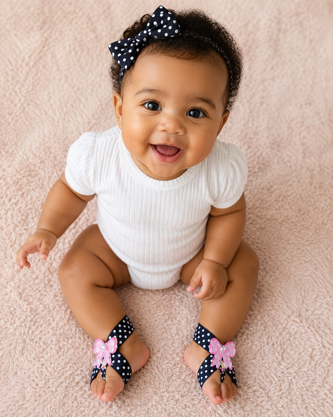Polk a Dot and Pink Barefoot Sandal