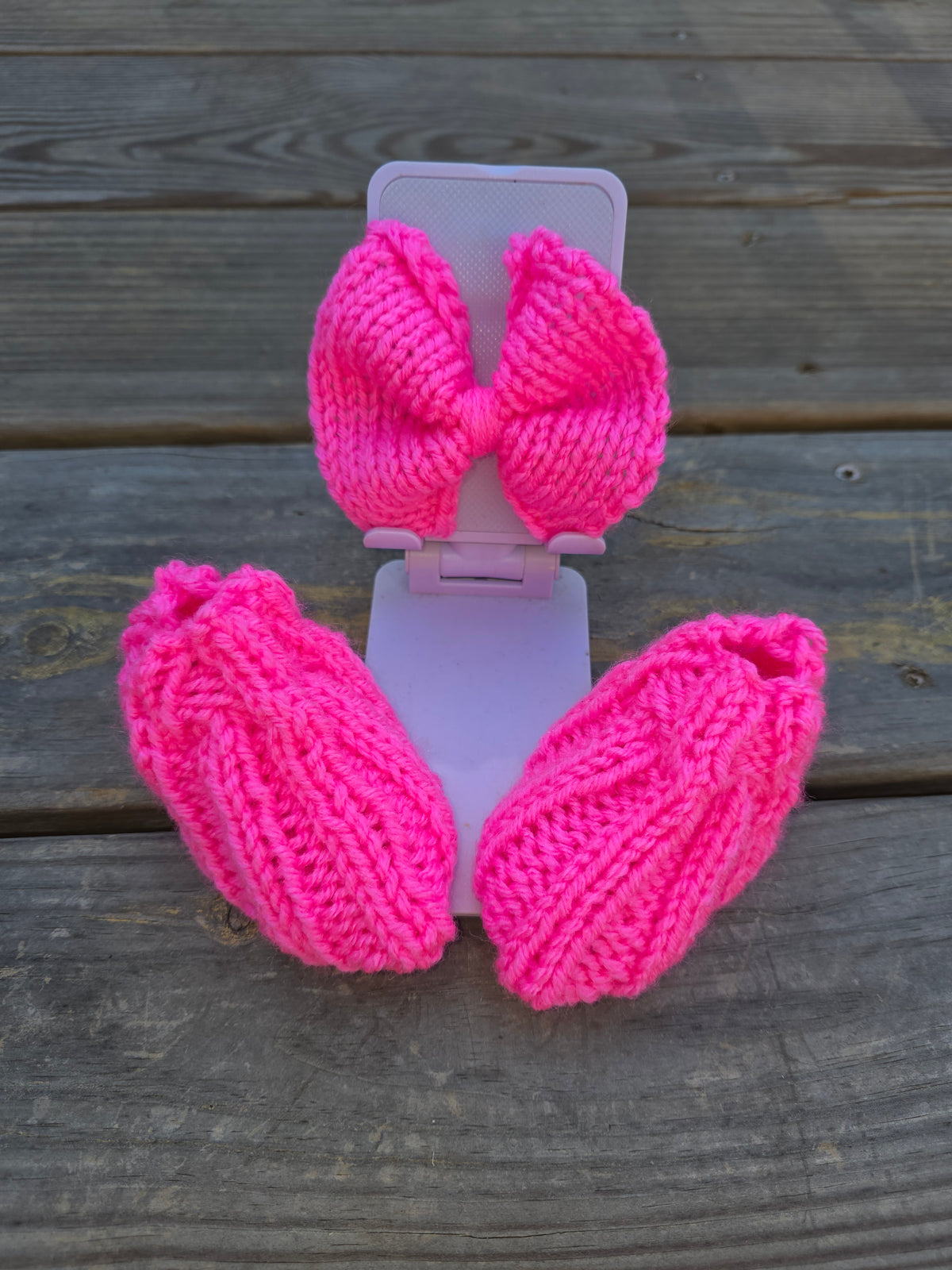 Hot Pink Bow and Bootie Set