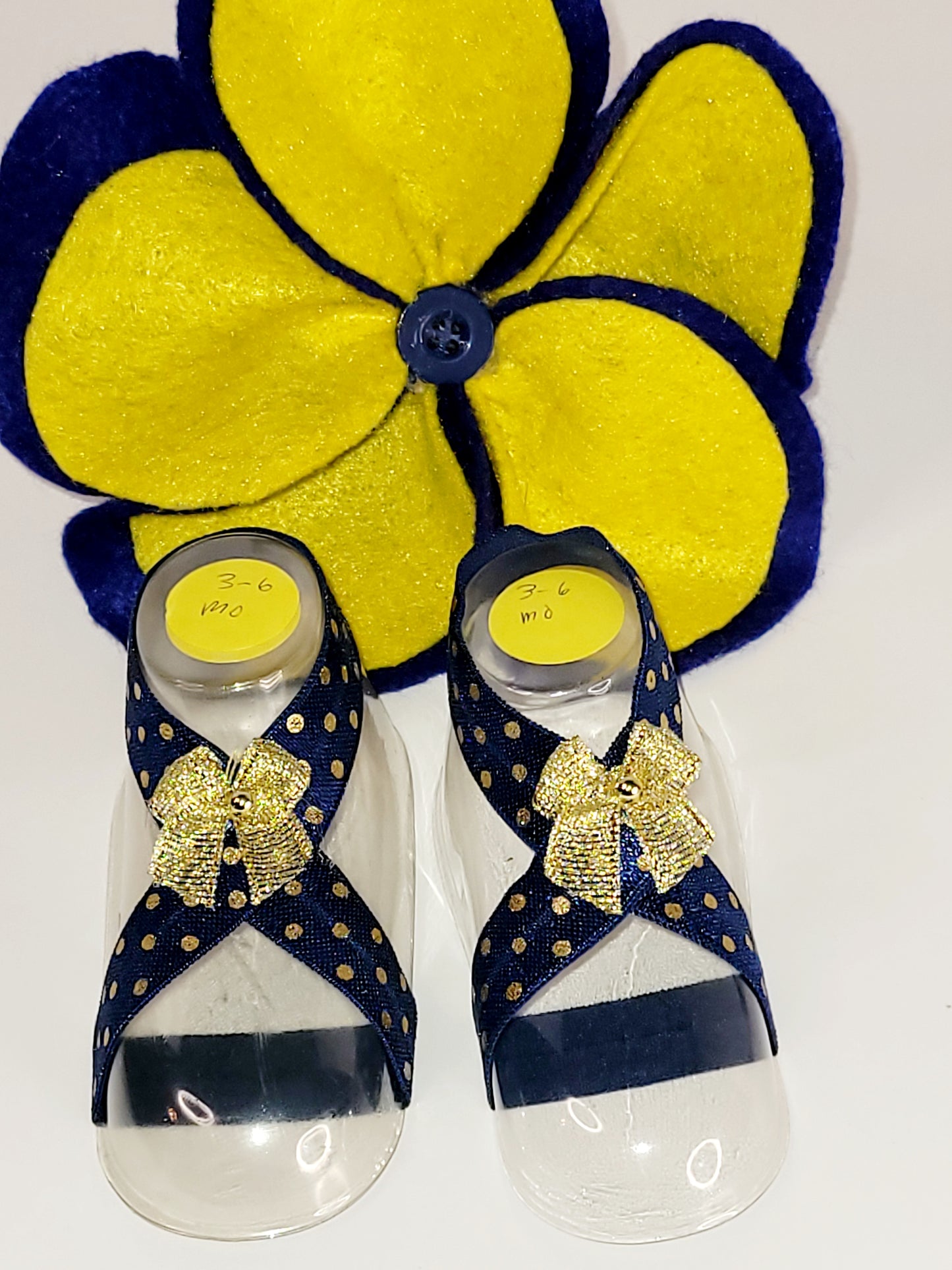 Blue and Yellow Bow with Barefoot Sandal