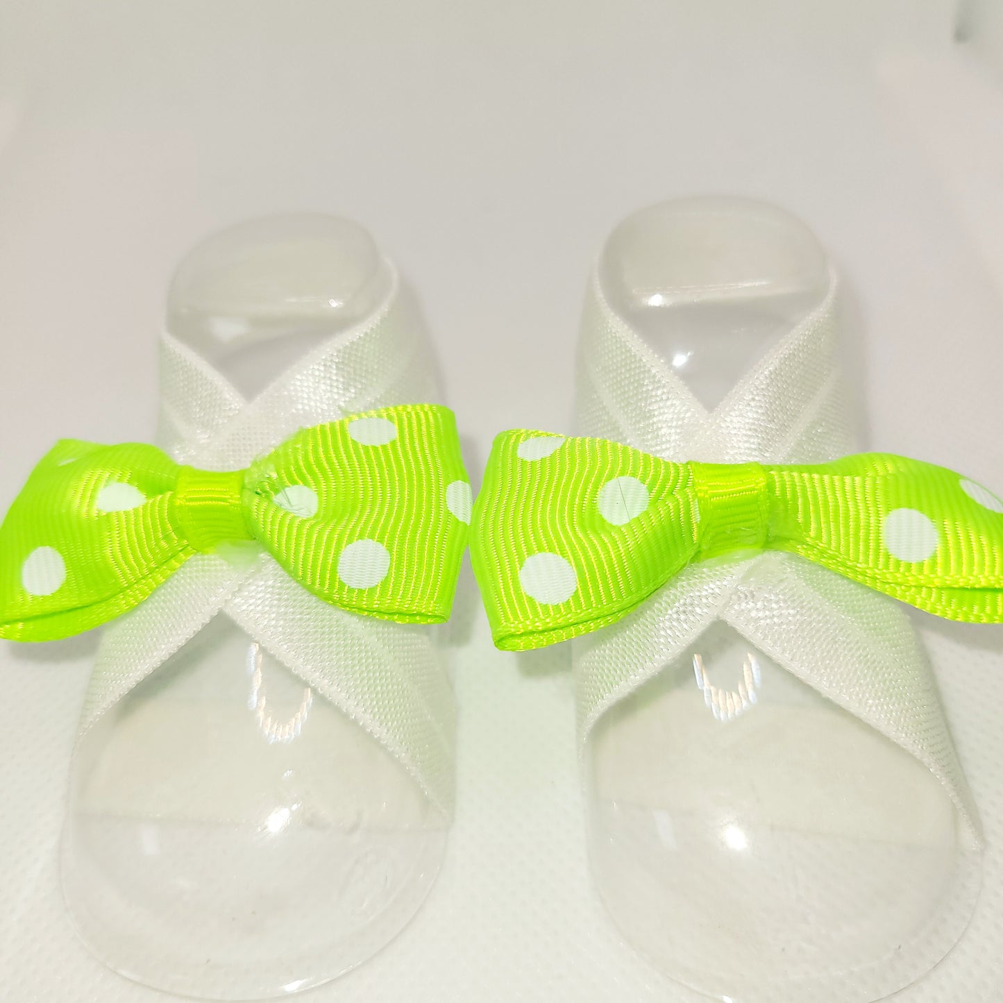 Neon Green and White Bow Tie Barefoot Sandal