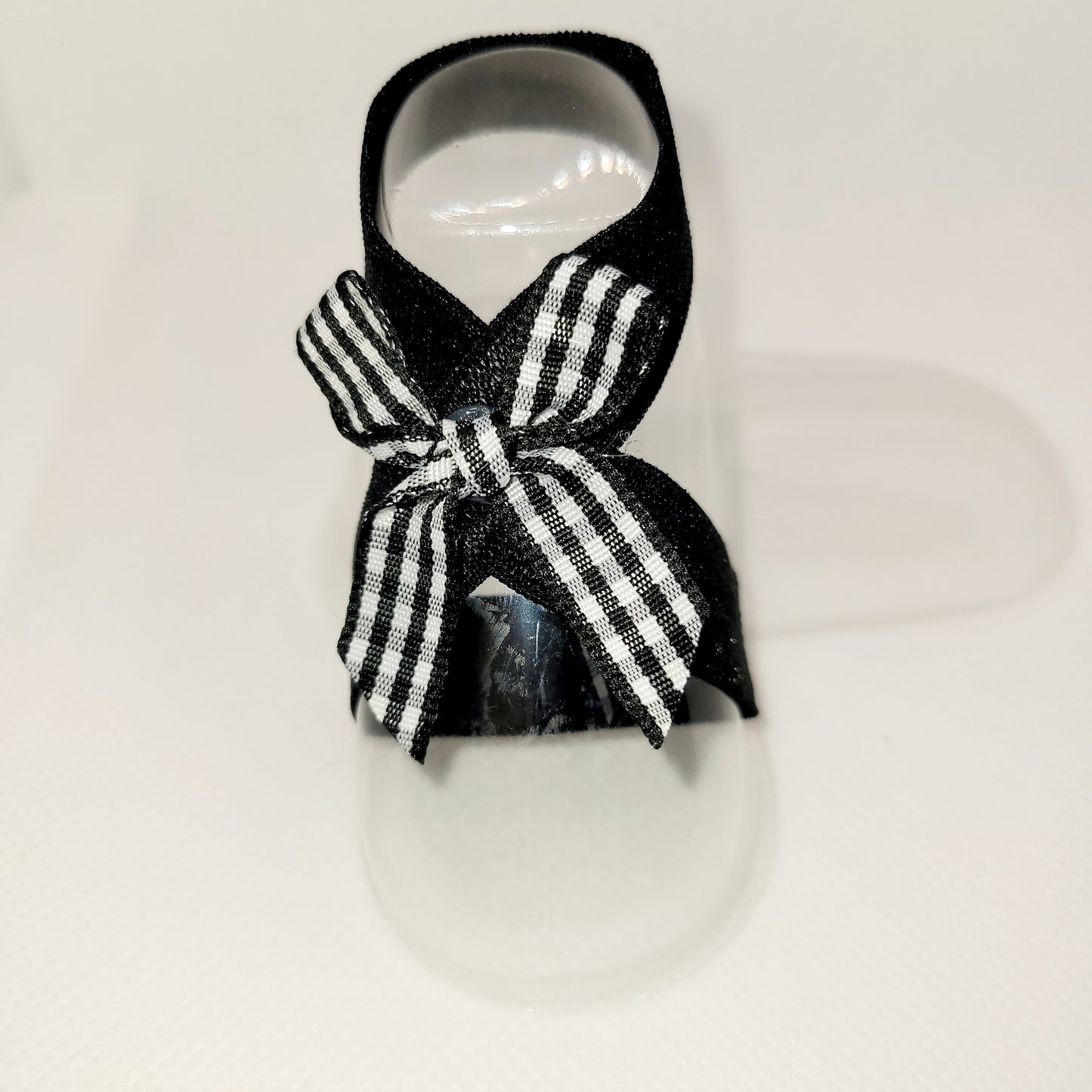 Black Elastic with Black and White Checker Ribbon
