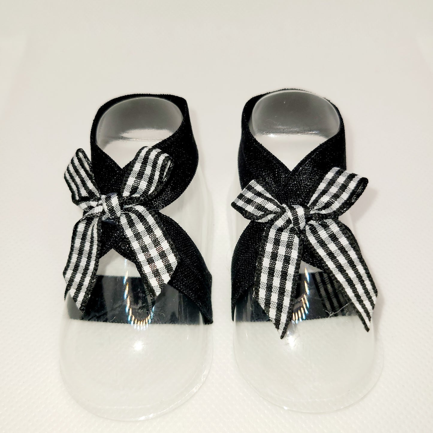 Black Elastic with Black and White Checker Ribbon