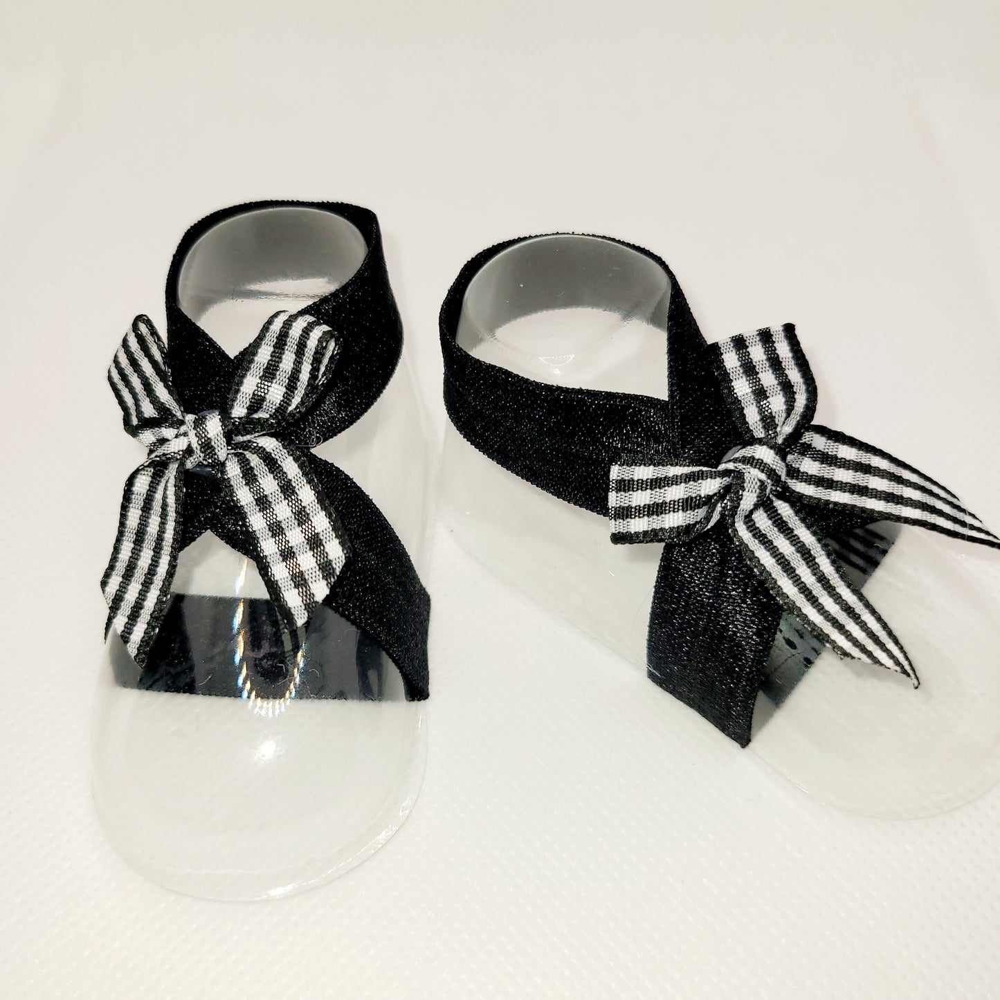 Black Elastic with Black and White Checker Ribbon
