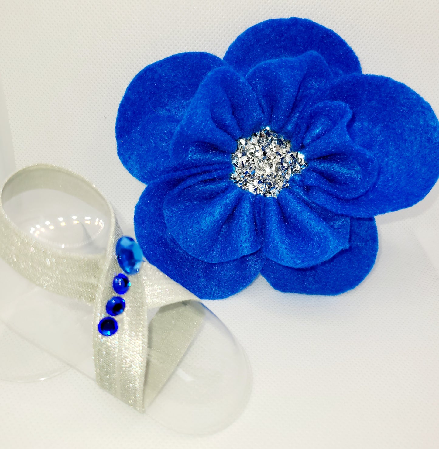 Blue Bow with Silver and Blue Sandals (Set)