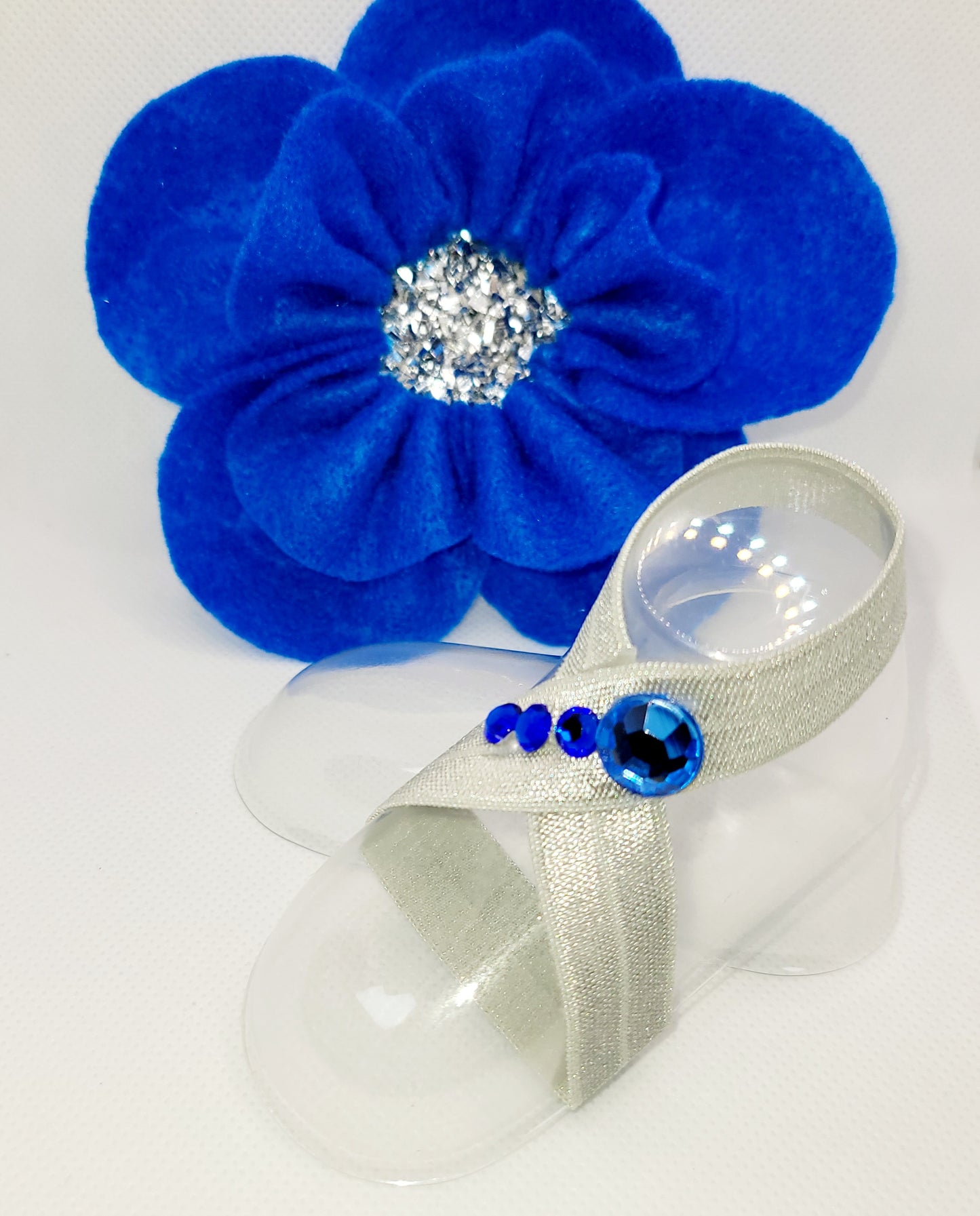 Blue Bow with Silver and Blue Sandals (Set)