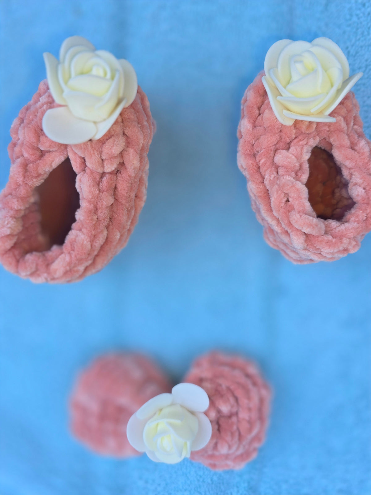 Peach Velvet Bootie and Bow