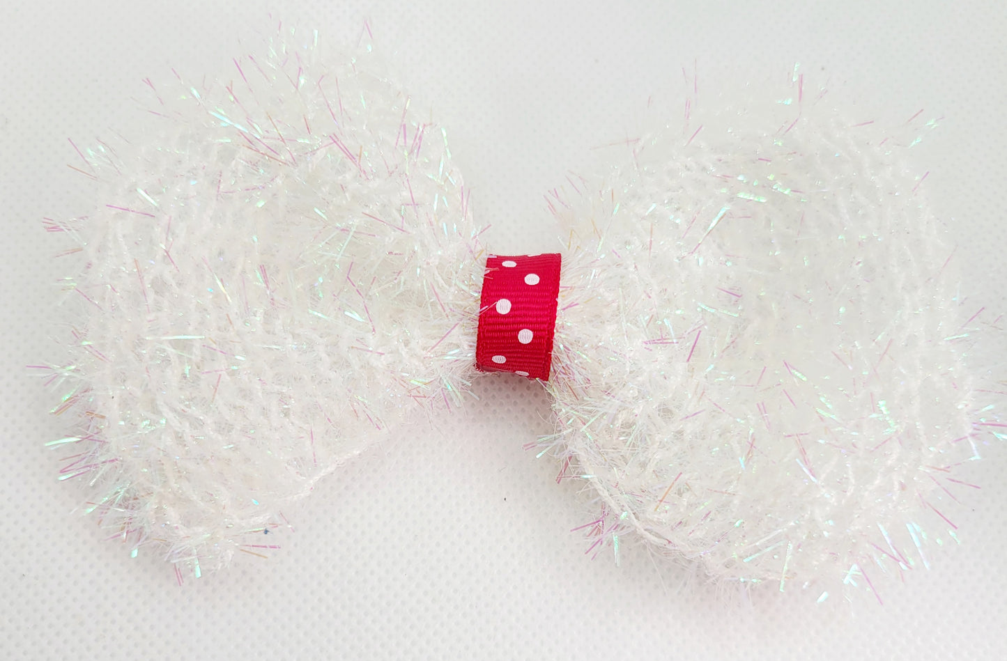 White and Hot Pink Polka Dot Hairbow With Barefoot Sandals