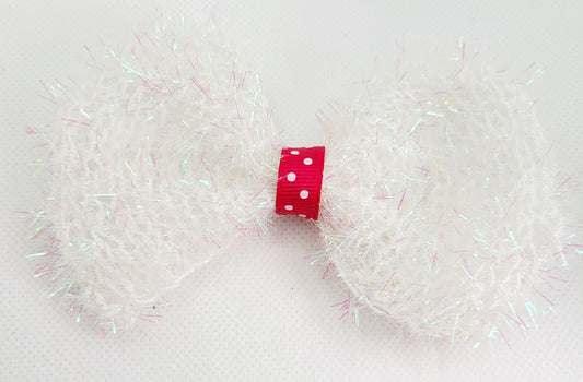 White and Hot Pink Polka Dot Hairbow With Barefoot Sandals