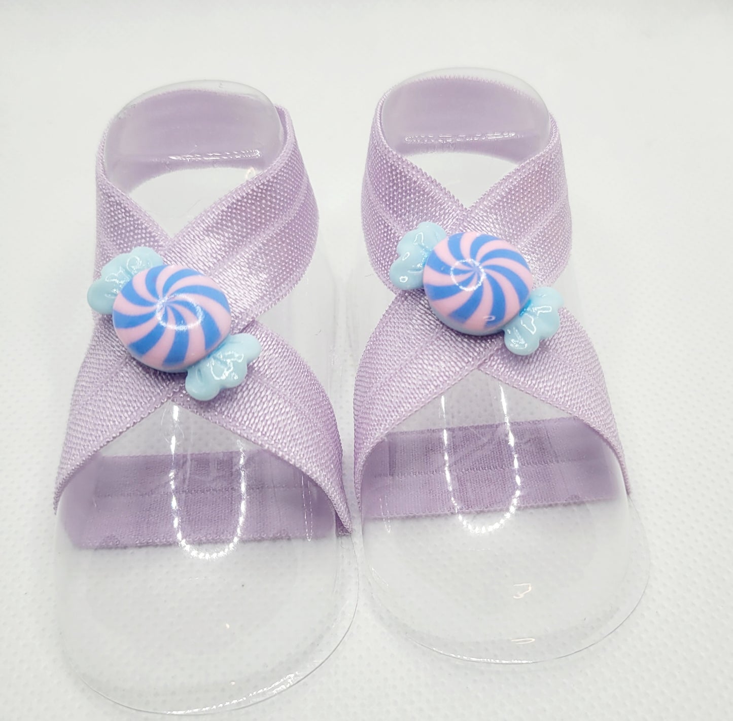 Lavender Holiday Candy Treat Barefoot Sandals for Baby 0-4months old
