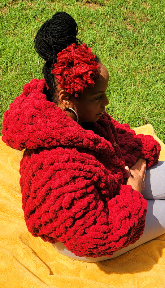 Burgundy Hooded Cropped Sweater