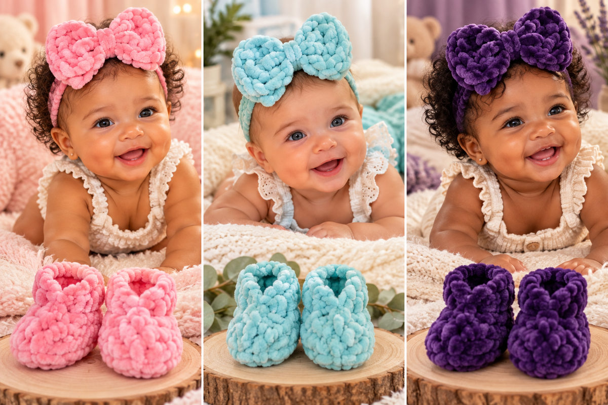 Various Bow and bootie sets
