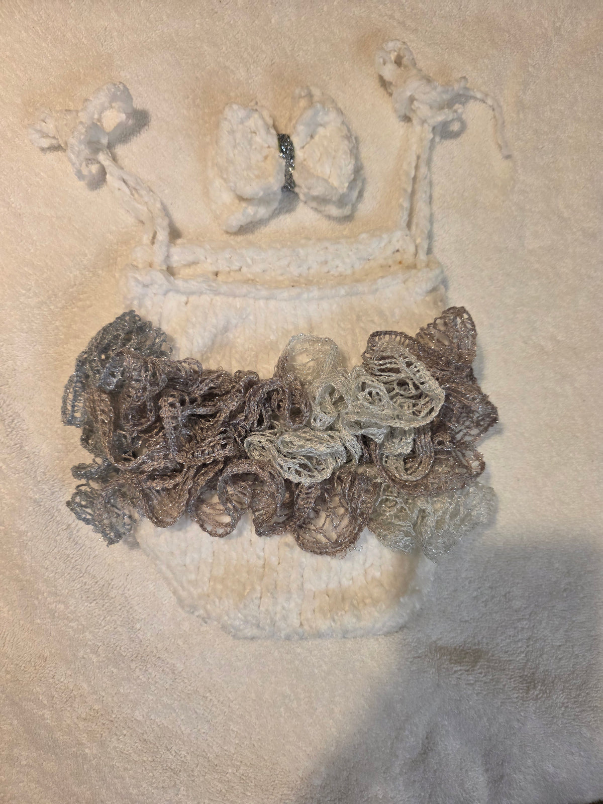 White Velvet with Ruffle Bottom