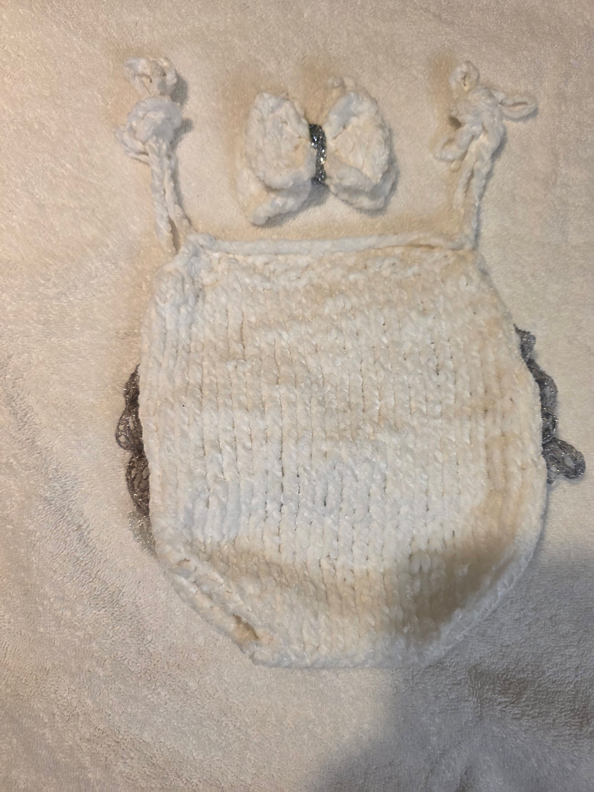 White Velvet with Ruffle Bottom