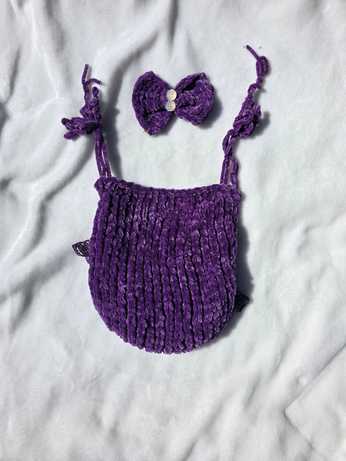 Velvet and Lace Purple Baby Romper