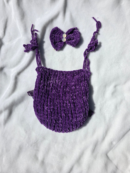 Velvet Purple Baby Romper with Ruffle Booty