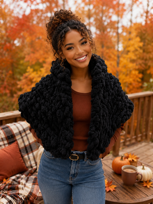 Chunky Knit Crop Top Jacket with Collar