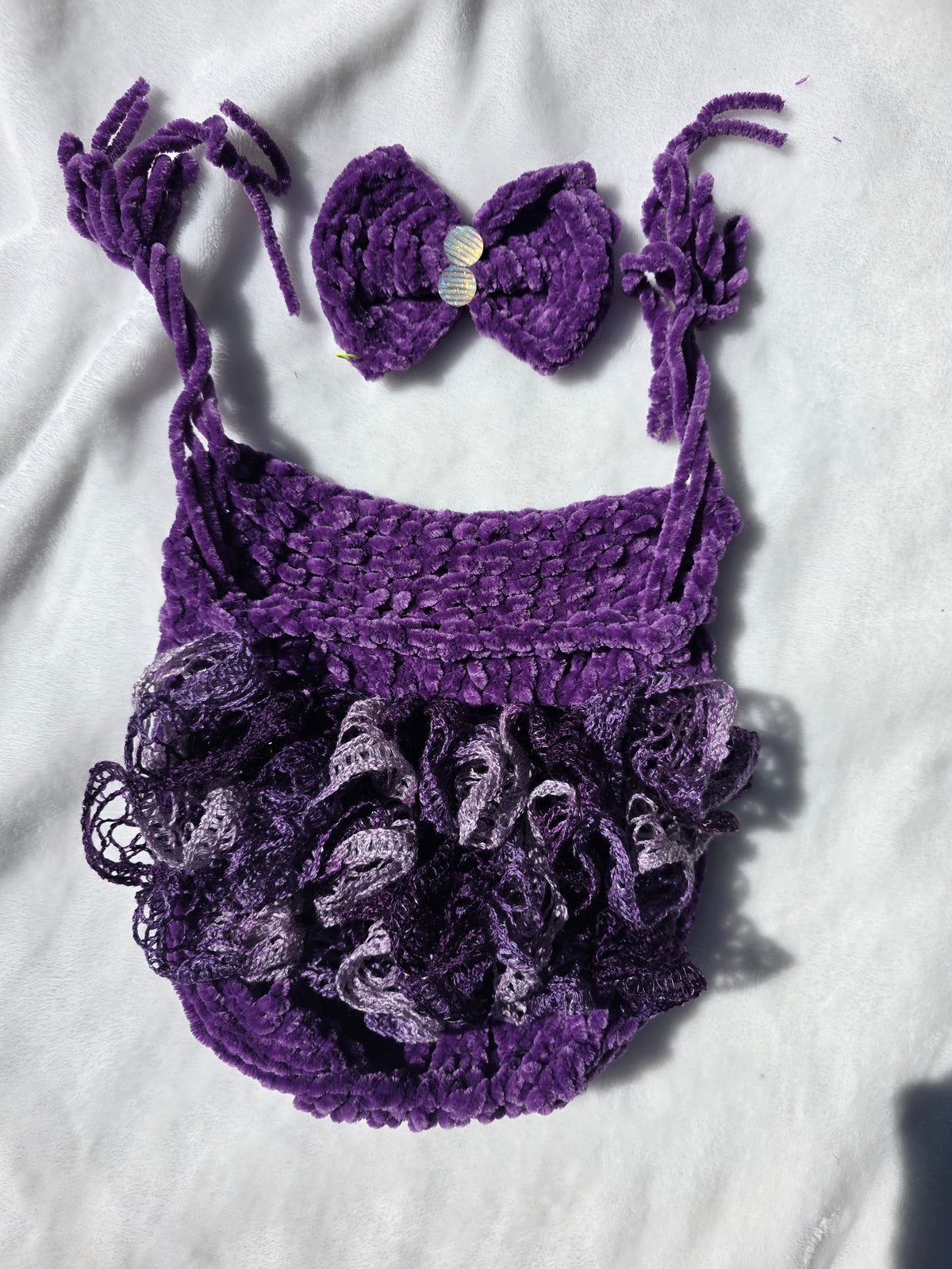 Velvet and Lace Purple Baby Romper