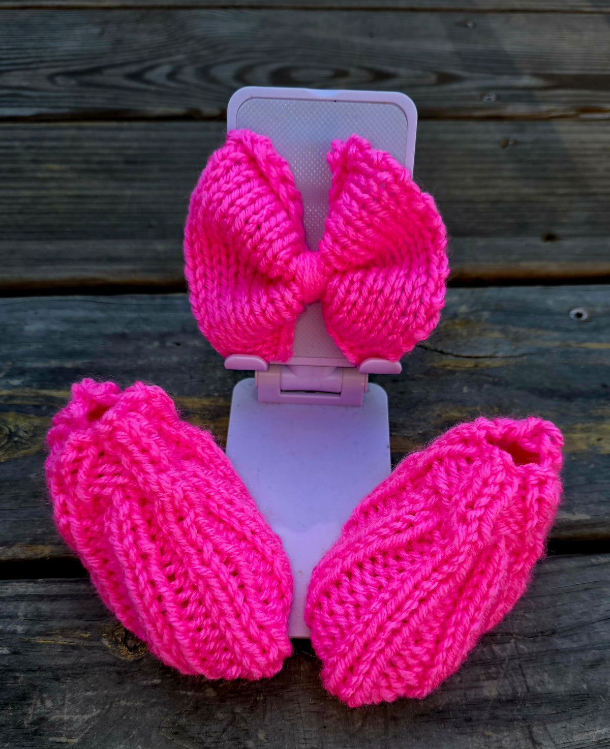 Hot Pink Bow and Bootie Set