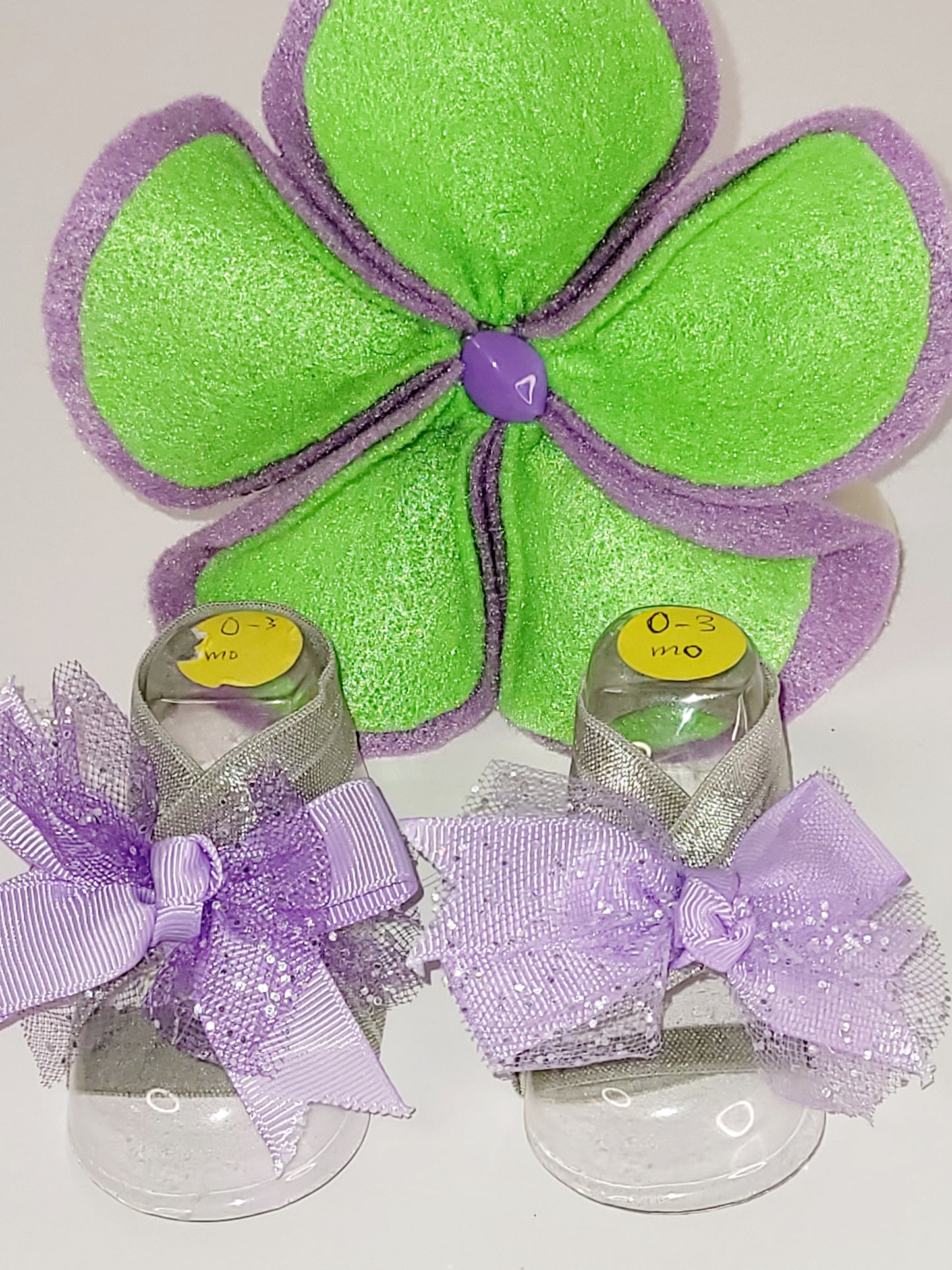 Lavender & Green Bow with Lavender Barefoot Sandals (Set)