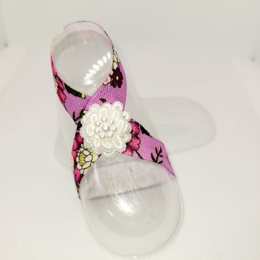 Classic Floral Shoe with White Centerpiece