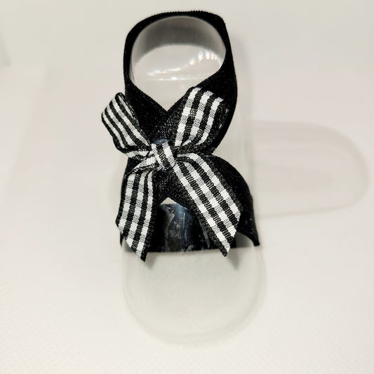 Black Elastic with Black and White Checkered Ribbon